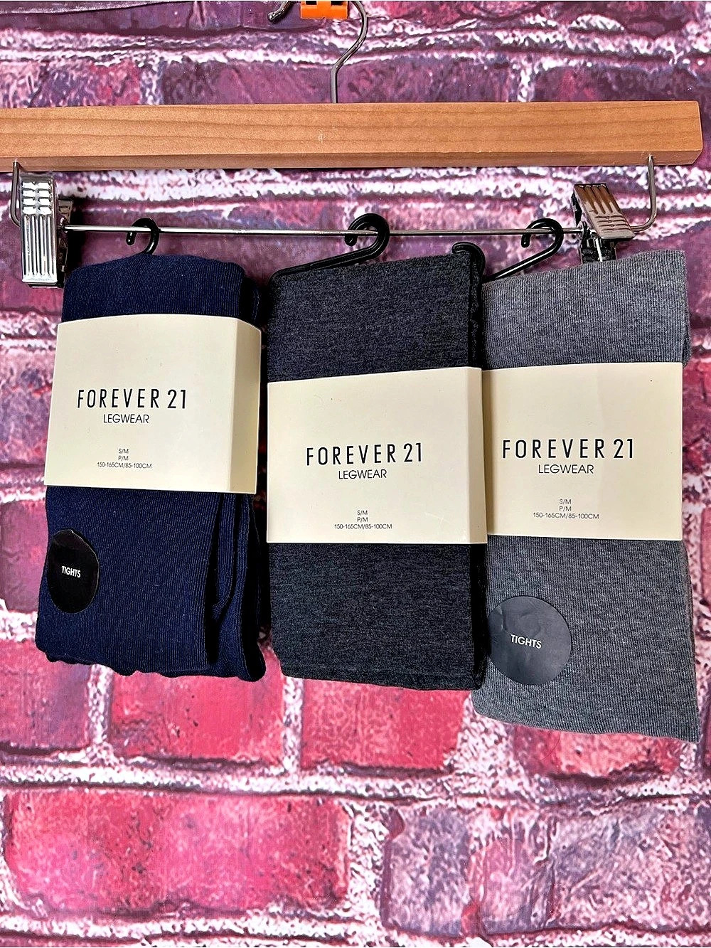 Forever 21 Legwear Solid Knit Tights 3 Pack NWT S/M Navy Charcoal Heather Gray